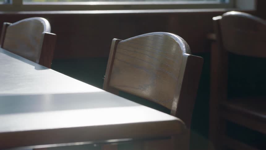 Two chairs in front of a table