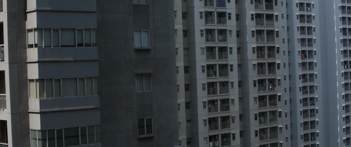 Close up of buildings with many windows