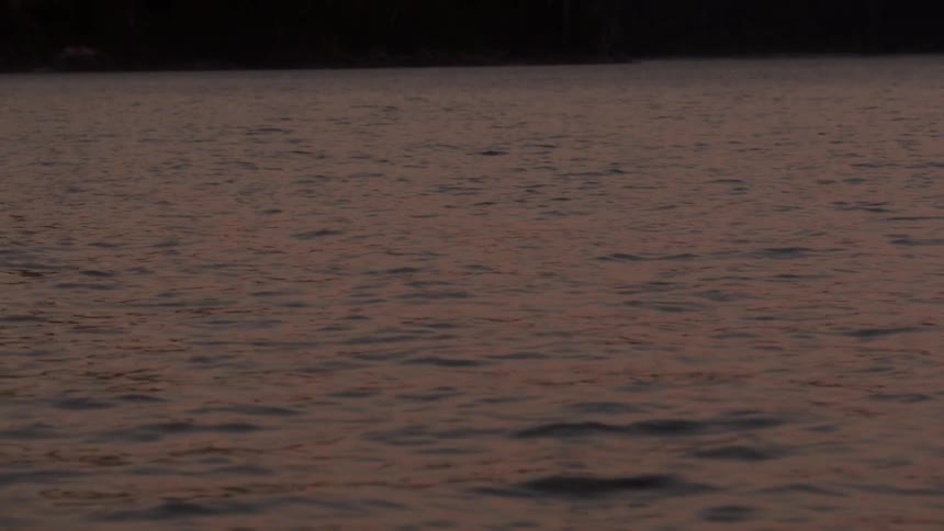 The water is rough at sunset