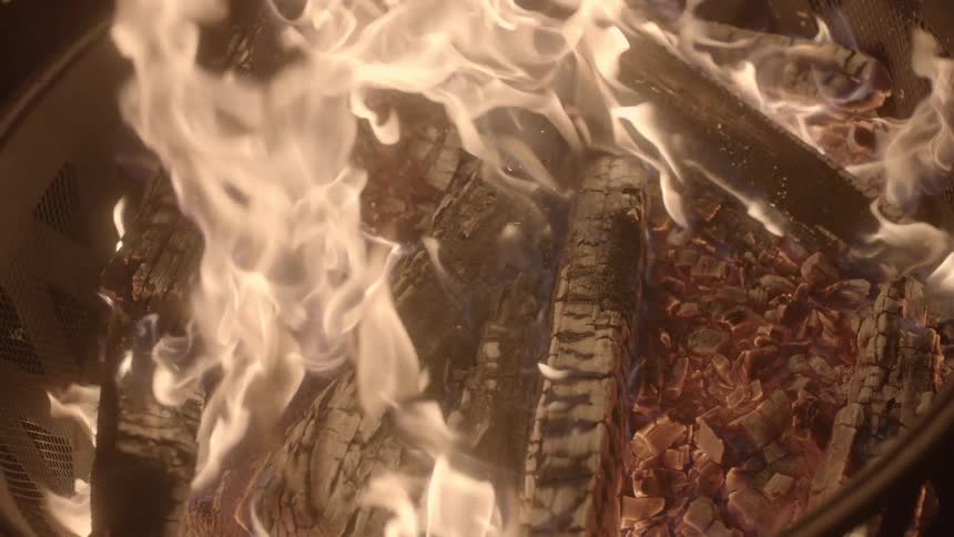 A roaring fire
