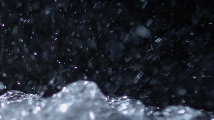 Water splashes and creates bubbles