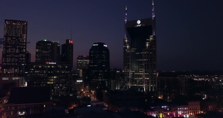 A view of a city at night