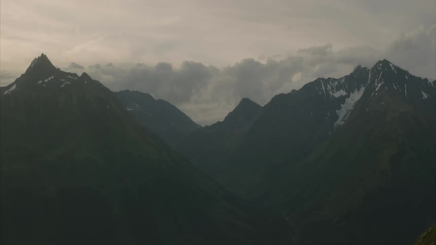View of mountains on a cloudy day