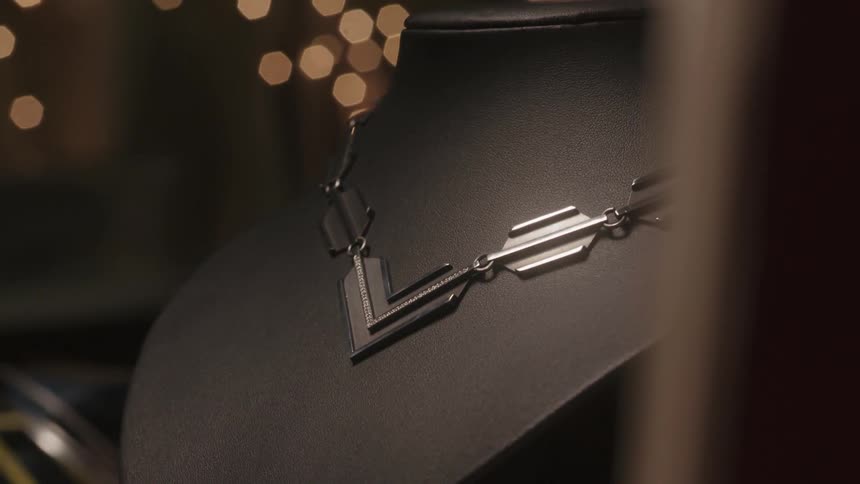 A necklace is put on display