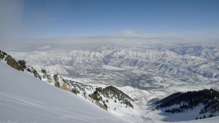 A snowy mountain range
