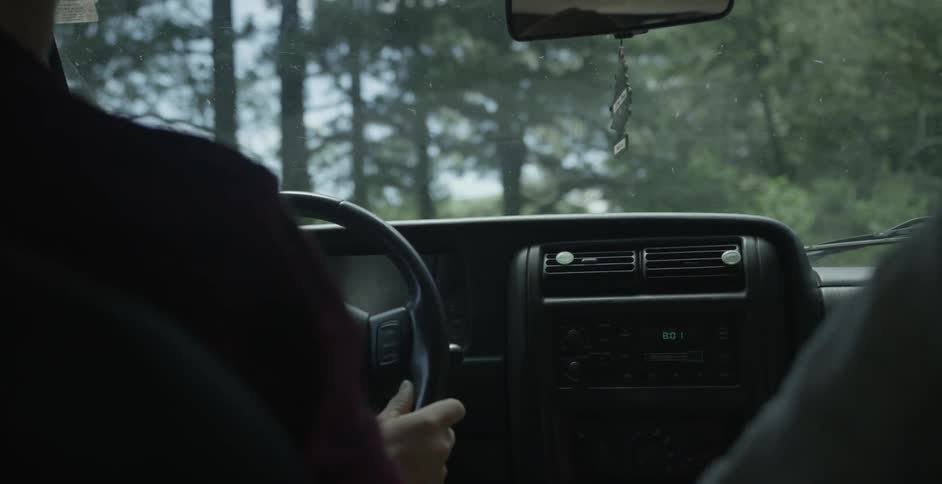 A person is making a turn driving