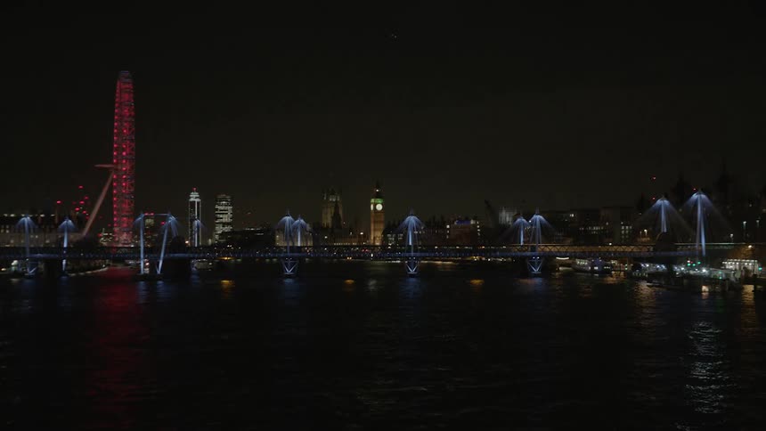 City lit up at night