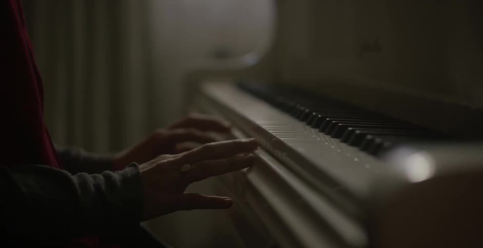 Someone with their fingers on the piano keys