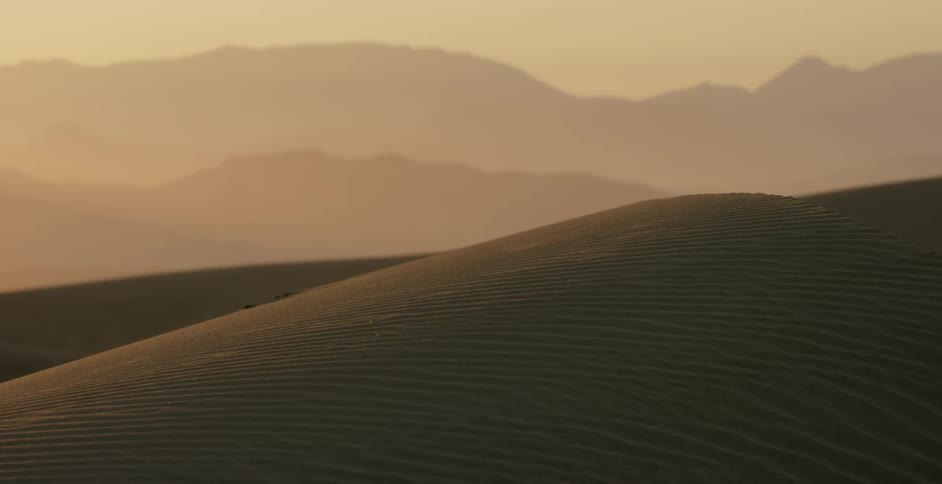 The sand dunes are high with many ridges