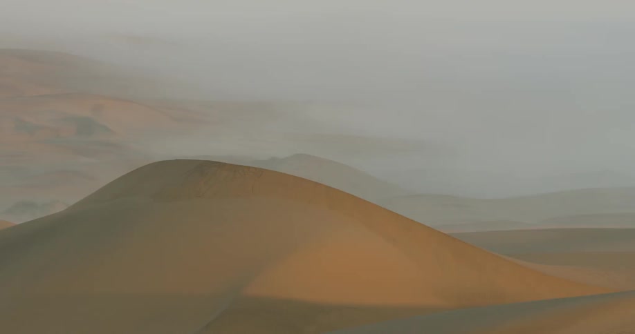 Sand dunes on a foggy day