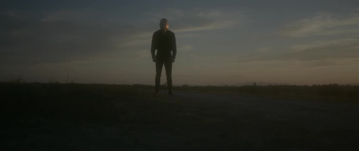 Someone is standing in a desert at dawn