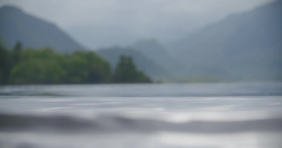 Water flowing and rippling in lake in the mountains