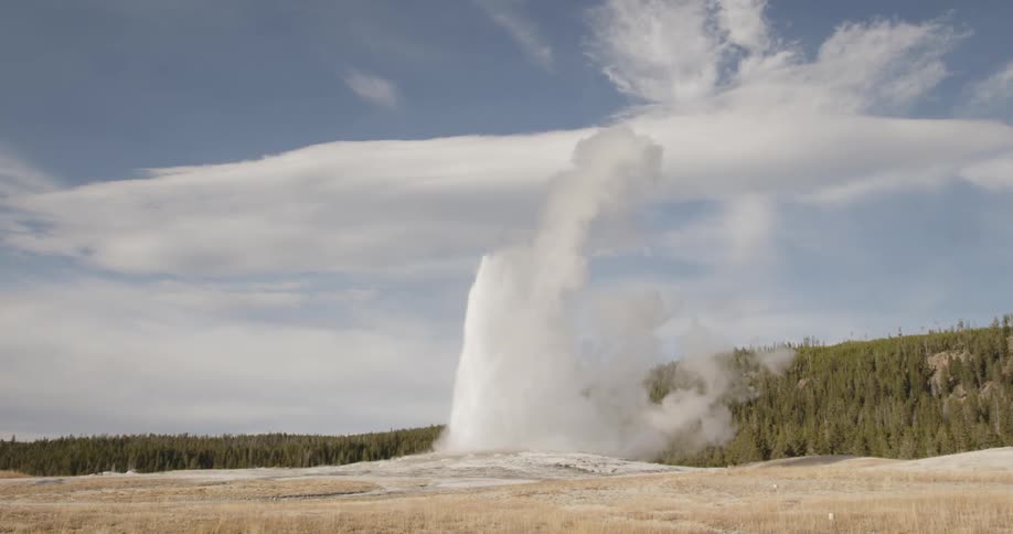 A geyser shoots into the air