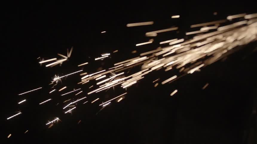 Sparks are flying from a tool