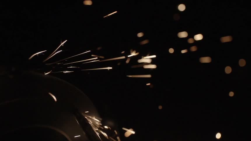 Sparks fly from a tool