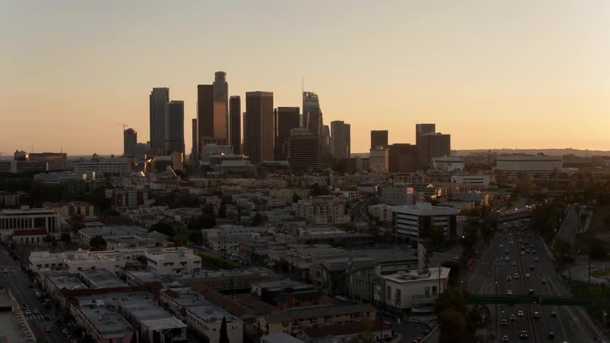 Los Angeles skyline at dawn or dusk