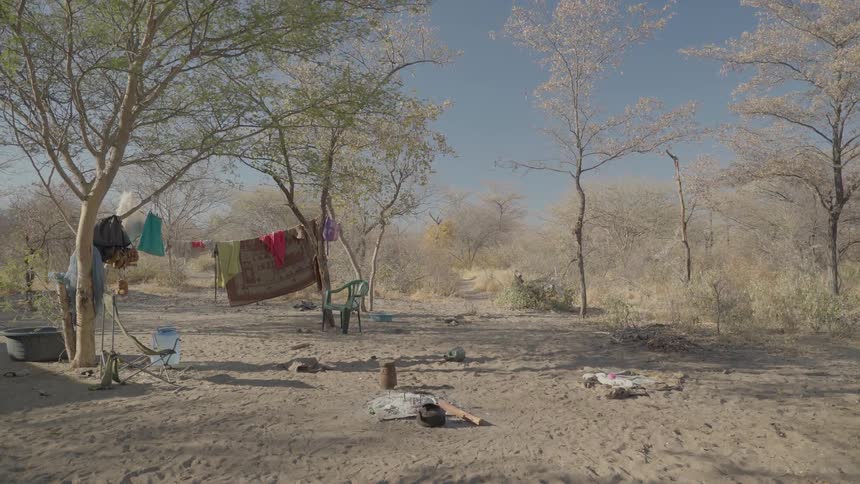 An empty campsite in the desert