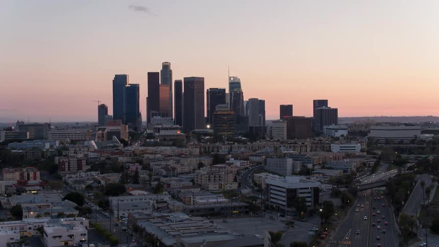 Los Angeles skyline at dawn or dusk