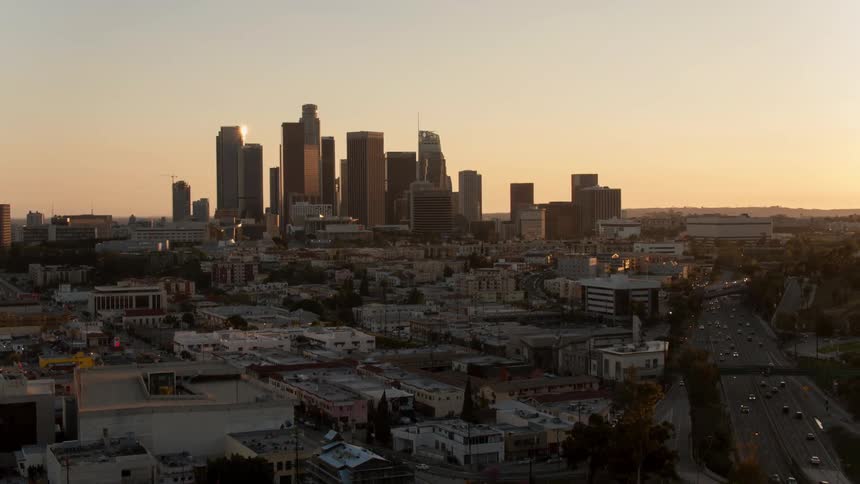 Los Angeles skyline at dawn or dusk
