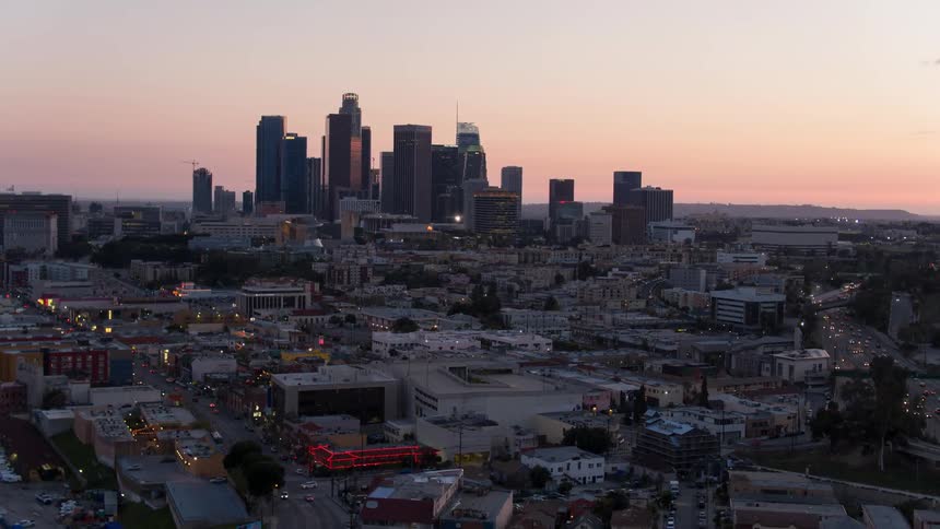 Los Angeles skyline at dawn or dusk
