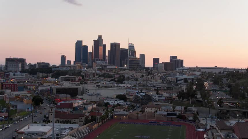 Los Angeles skyline at dawn or dusk