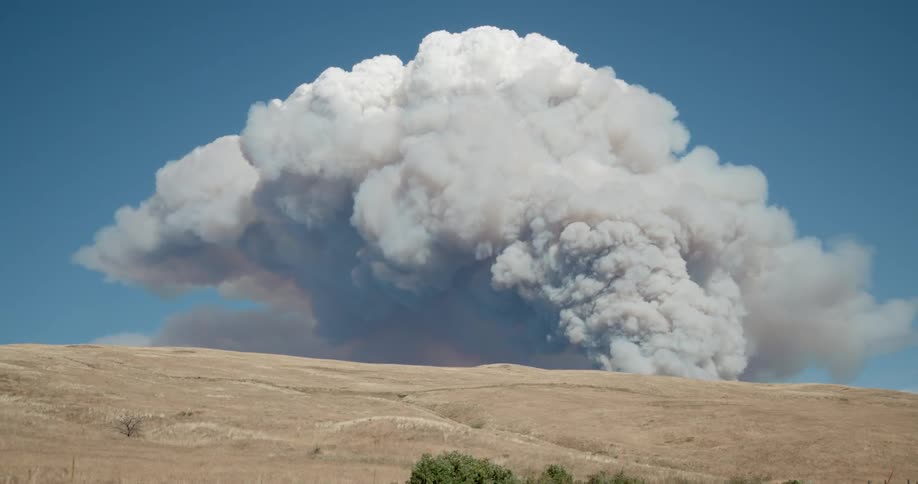 Smoke plumes into the air
