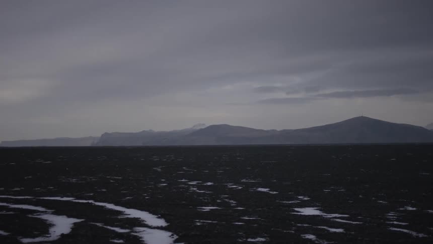 Mountains in the distance in the fog