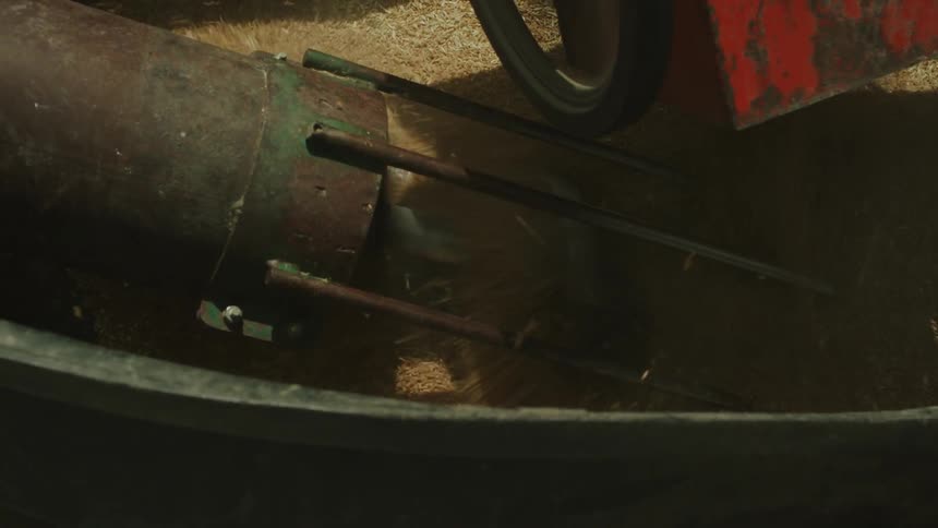 A turbine is spinning grain