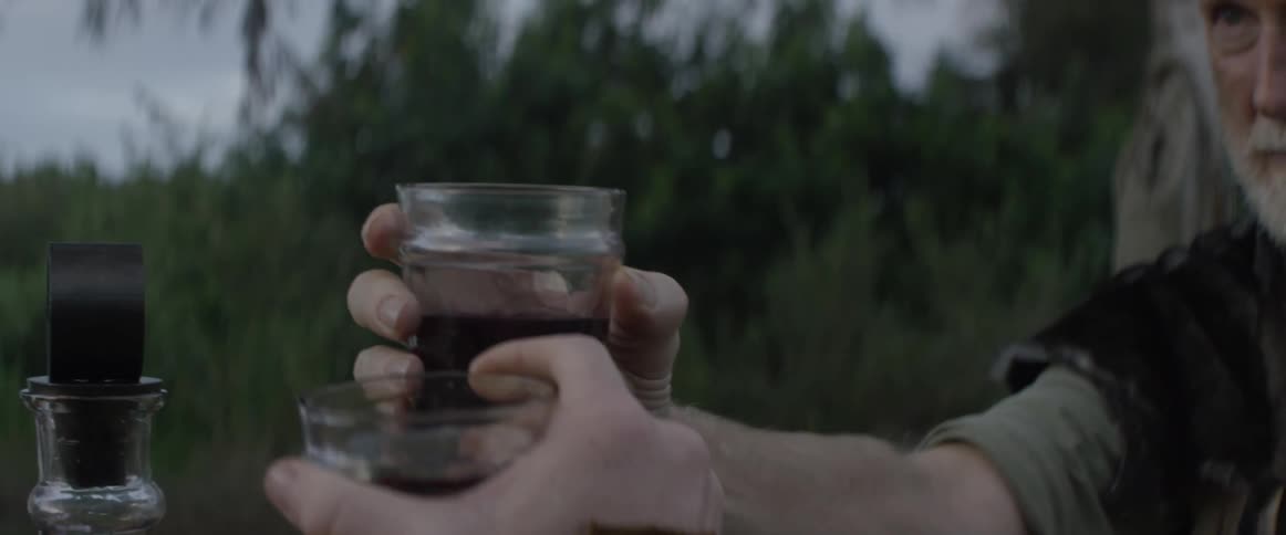People toast with glasses of wine while dining outdoors