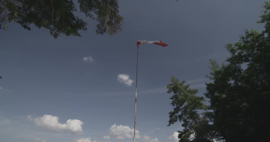 A flag blows in the wind