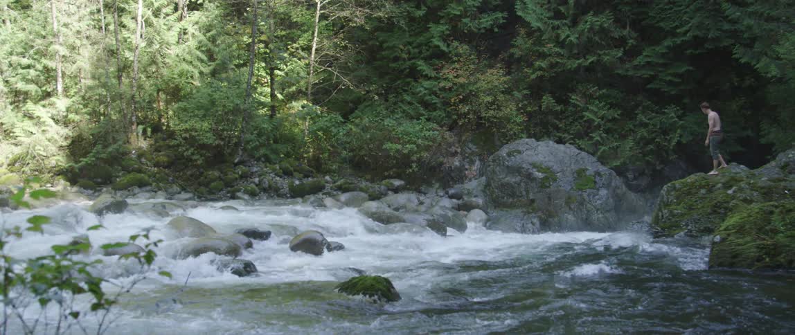 Water rushing over rocks in a rushing river