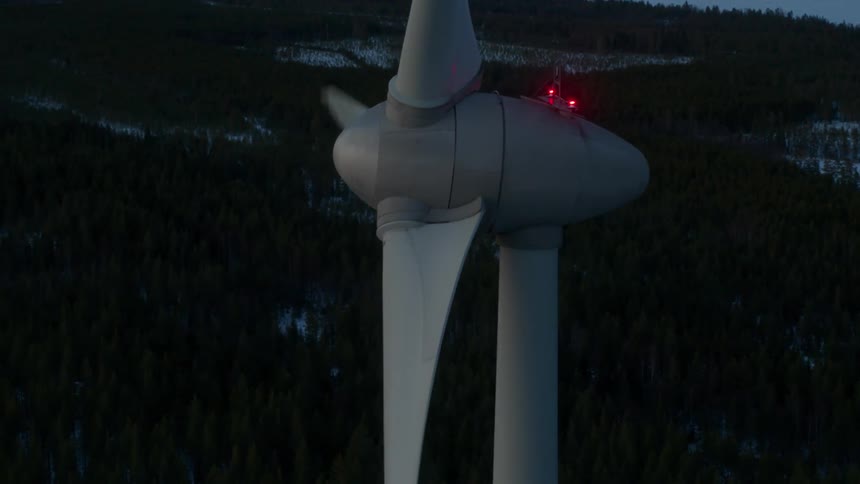 Close up shot of wind turbines