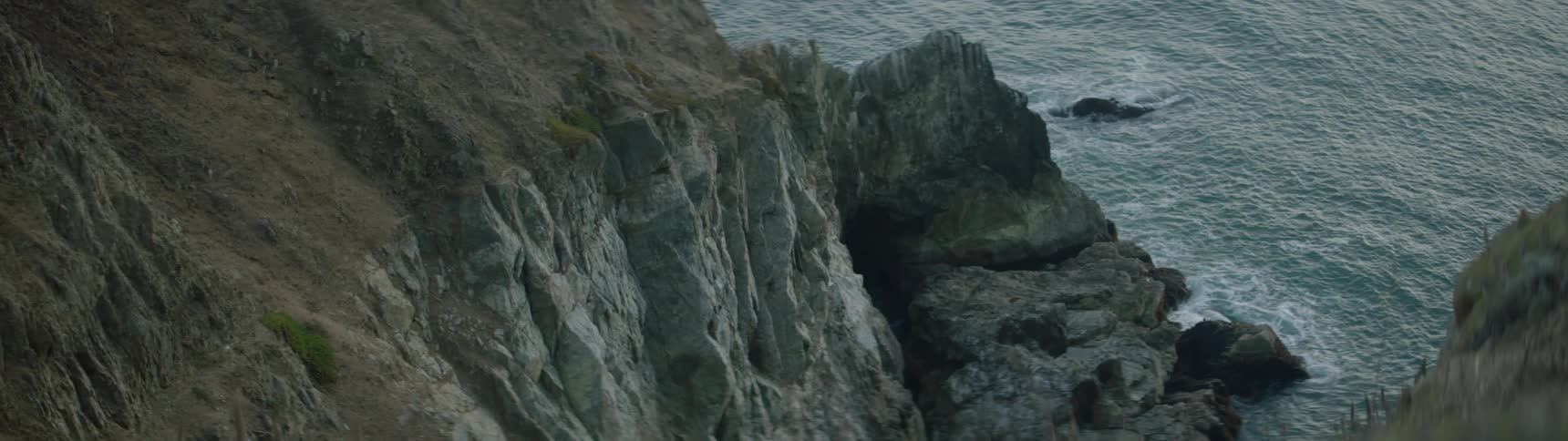 The shoreline is full of jagged cliffs