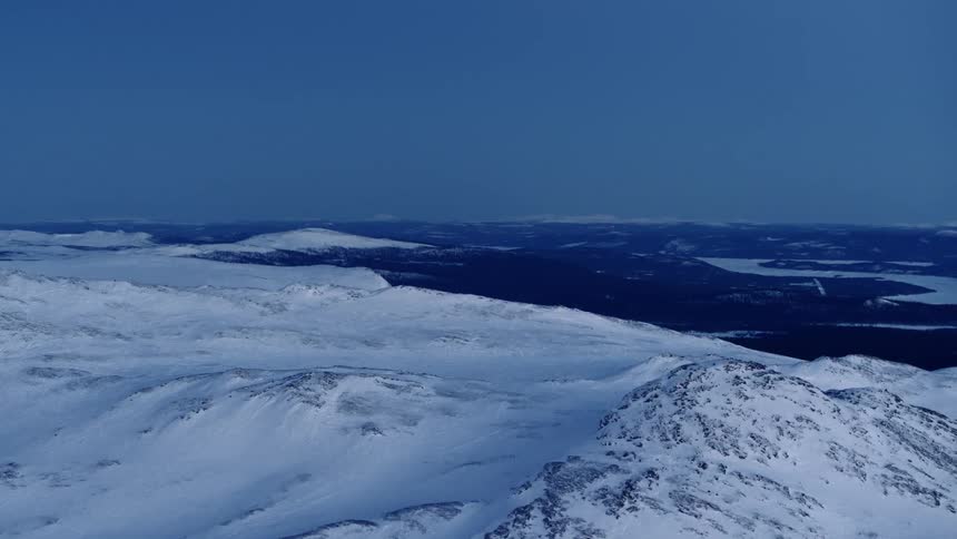 The mountains are covered with ice and rock