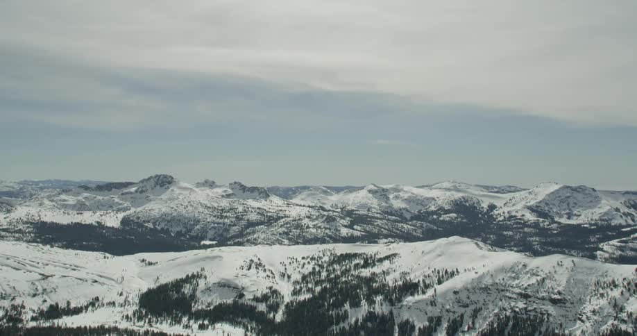Snow and ice cover the mountains in Lake Tahoe, California
