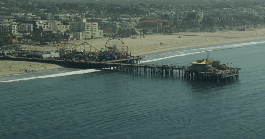 Santa Monica Pier of the California Coast on a sunny day