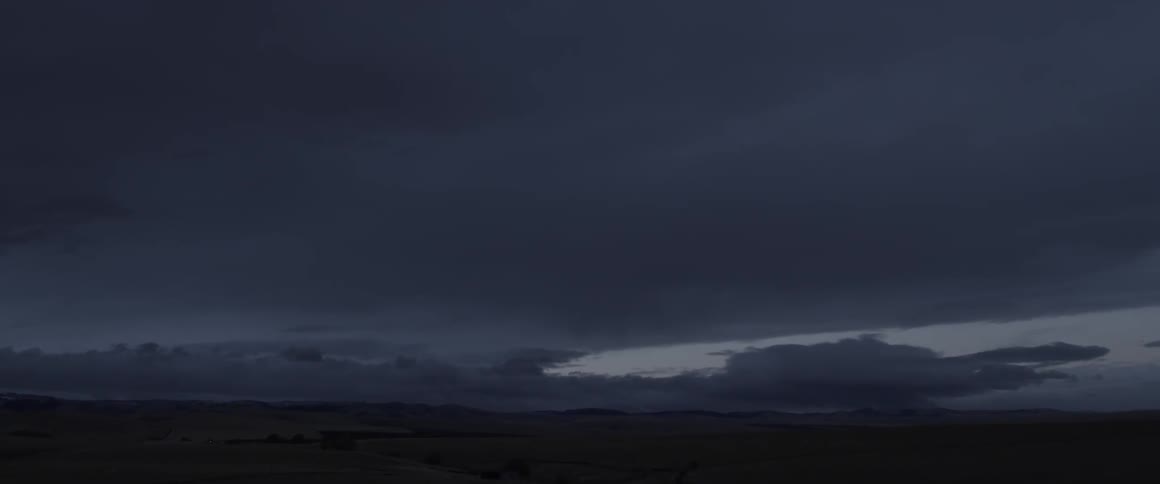 Cloud covered plains at night