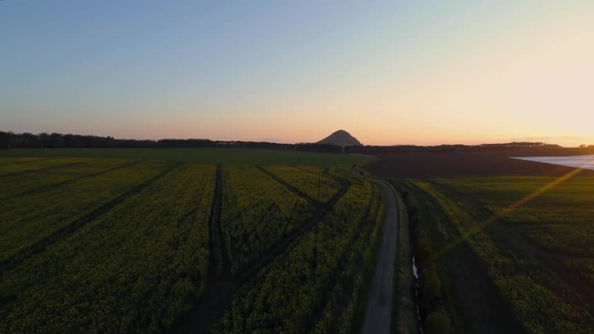 The sun shines down on agricultural land