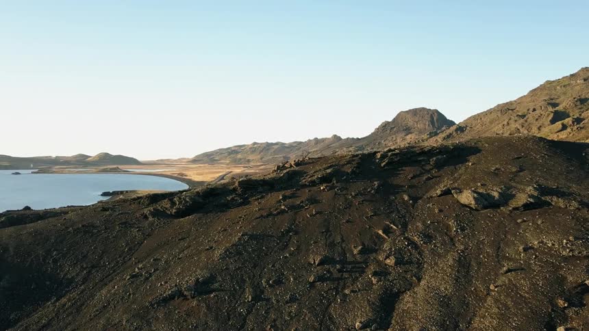 Iceland Drone Shot near Kleifarvatn lake