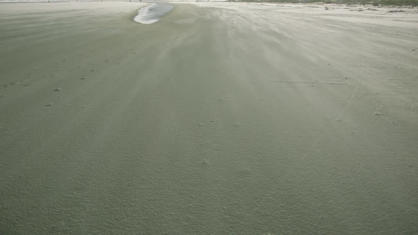 Sand is blown across the terrain by the wind