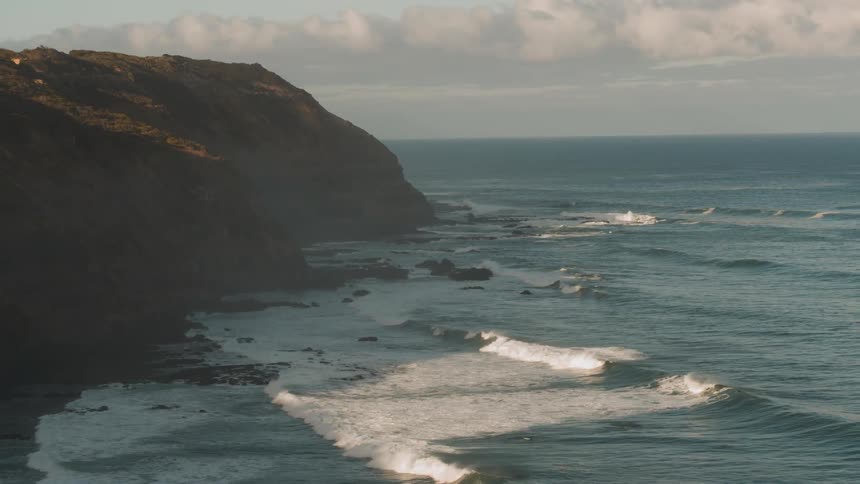 Ocean waves come to a rocky shore