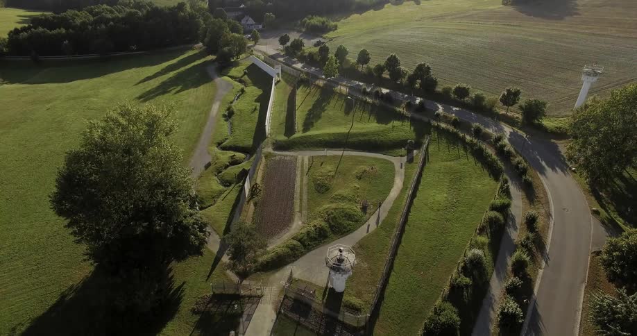 A drone is filming a large garden