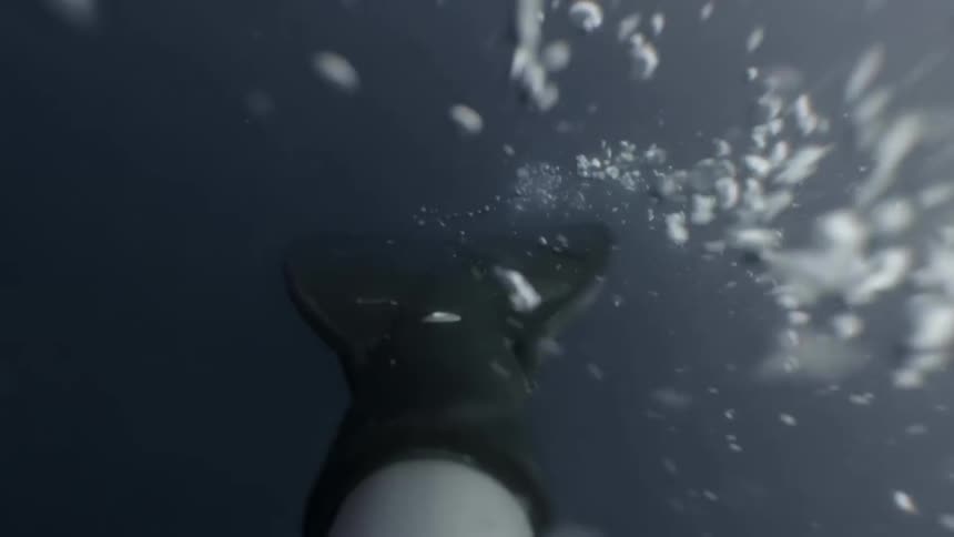 An oar moves up and down in water