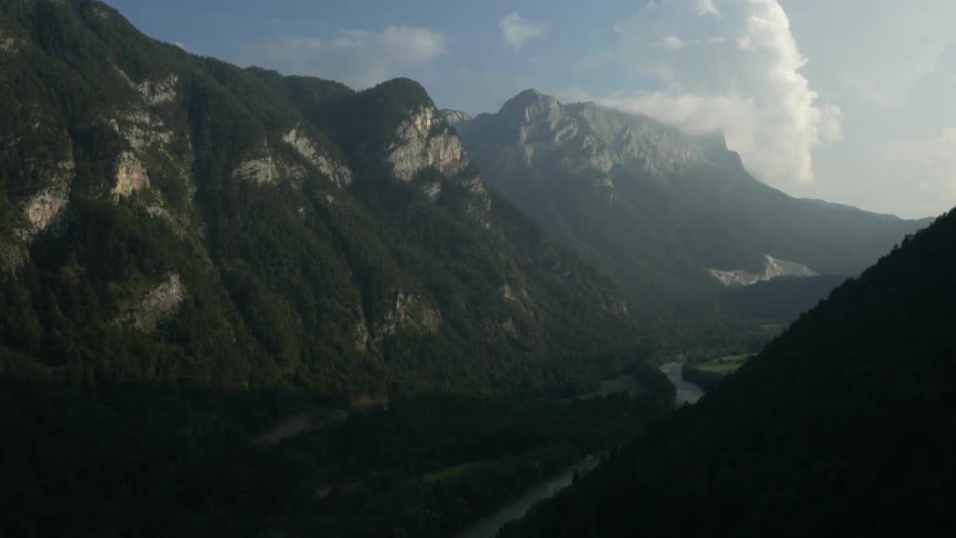 Water travels down a mountain stream