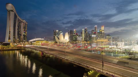 A timelapse of a busy city at night
