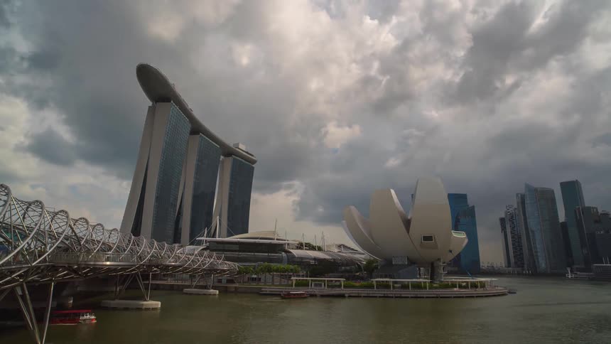 A timelapse of a busy sitting on a bay