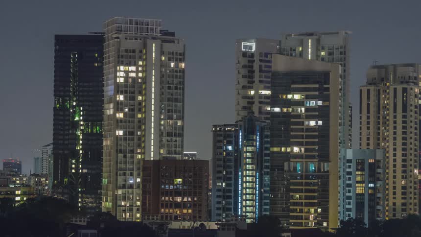 A timelapse of a city at night