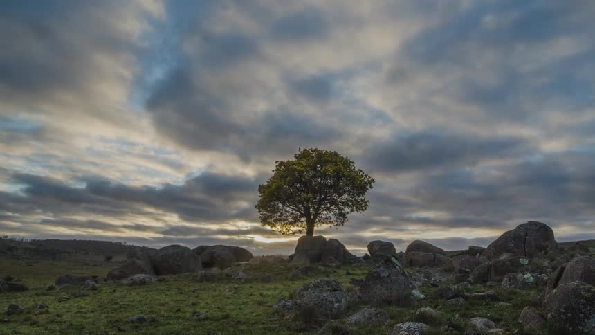 A timelapse video of clouds passing over the landscape