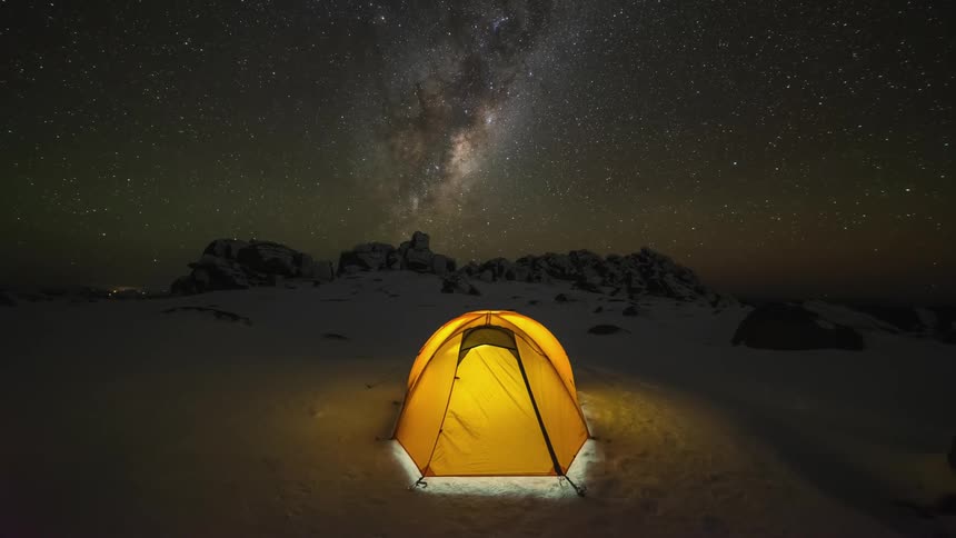 Time lapse video of a campsite on a beautifully starry night