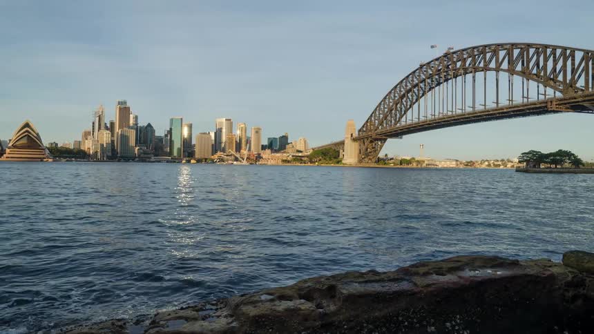A time-lapse view across sydney harbor bridge